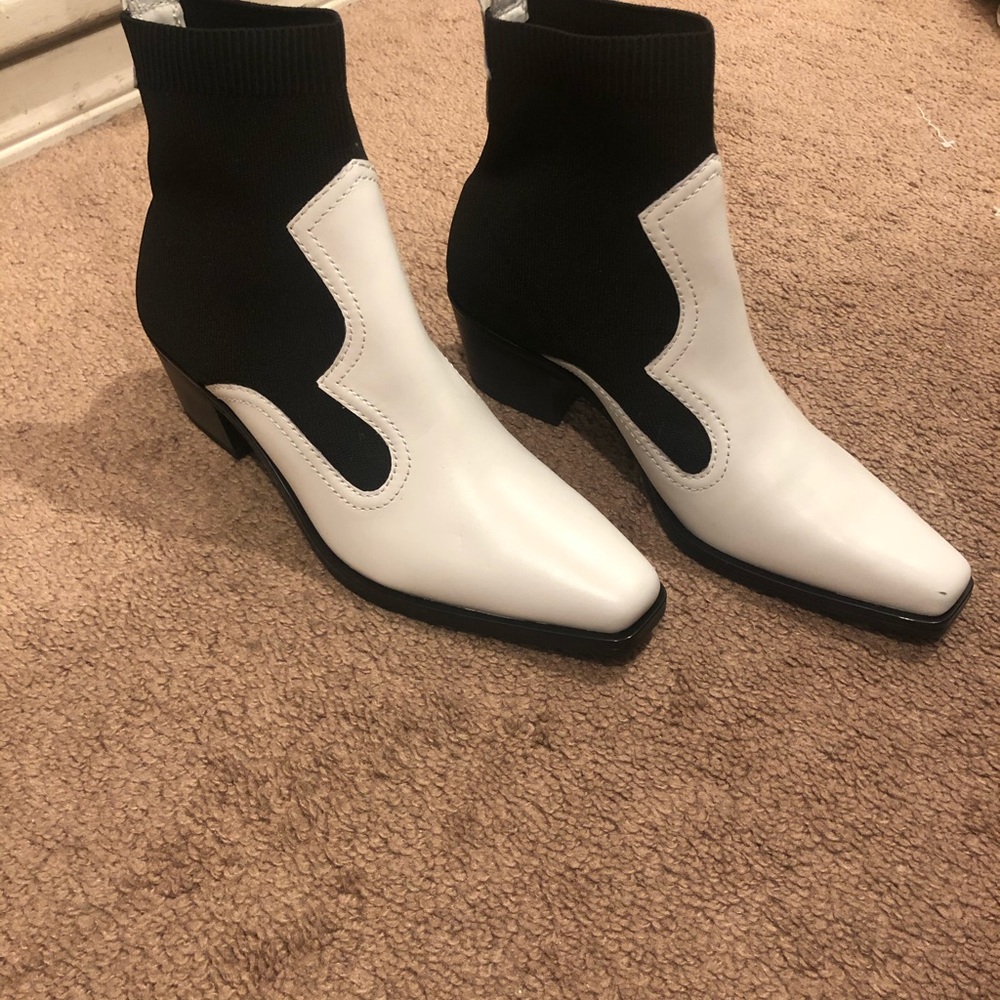 Zara black and white booties western